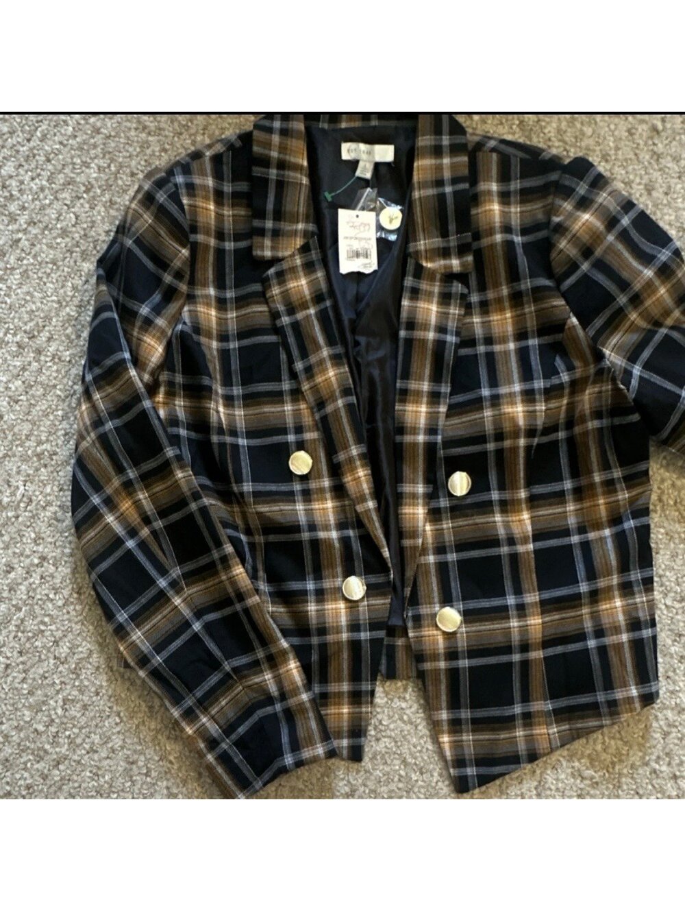 Plaid Double Breasted Blazer